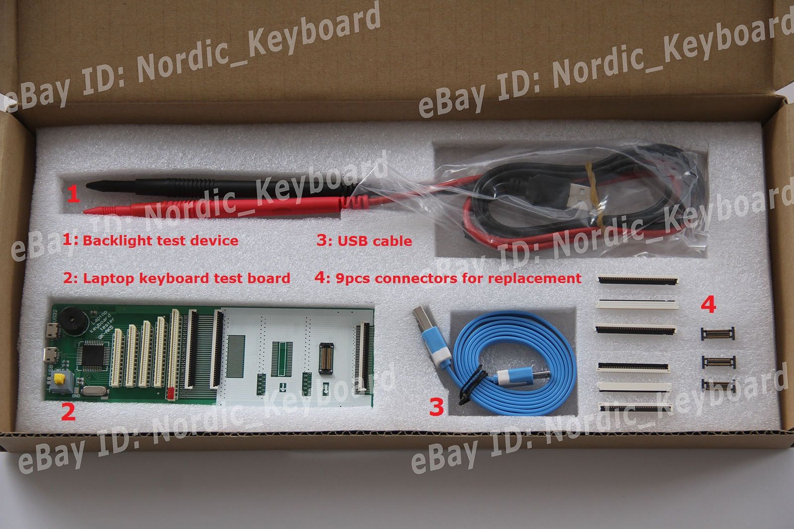 Laptop Keyboard Tester Kit + Backlight Test Device + 9pcs Spare FPC Connectors eBay