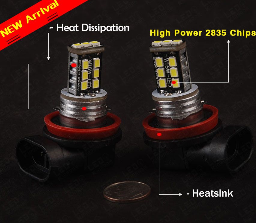 2X Super White H11 Fog/Driving DRL Headlight Led Bulbs 15W High Power